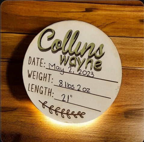 Baby announcement plaque